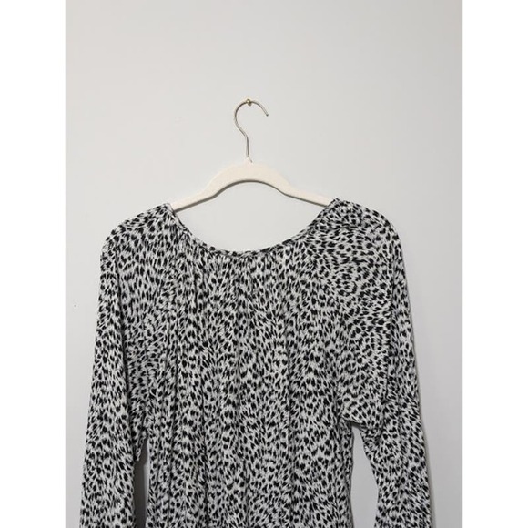 MICHAEL Michael Kors Peasant Blouse Leopard Print Black Women's Size L Shirt - Picture 4 of 9